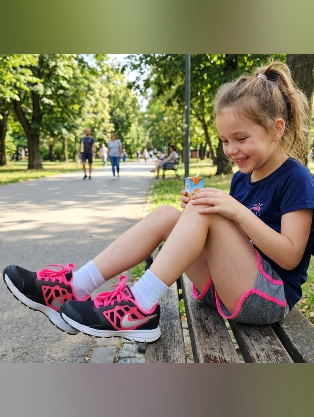 Nike Kids Black and Hot Pink Sneakers